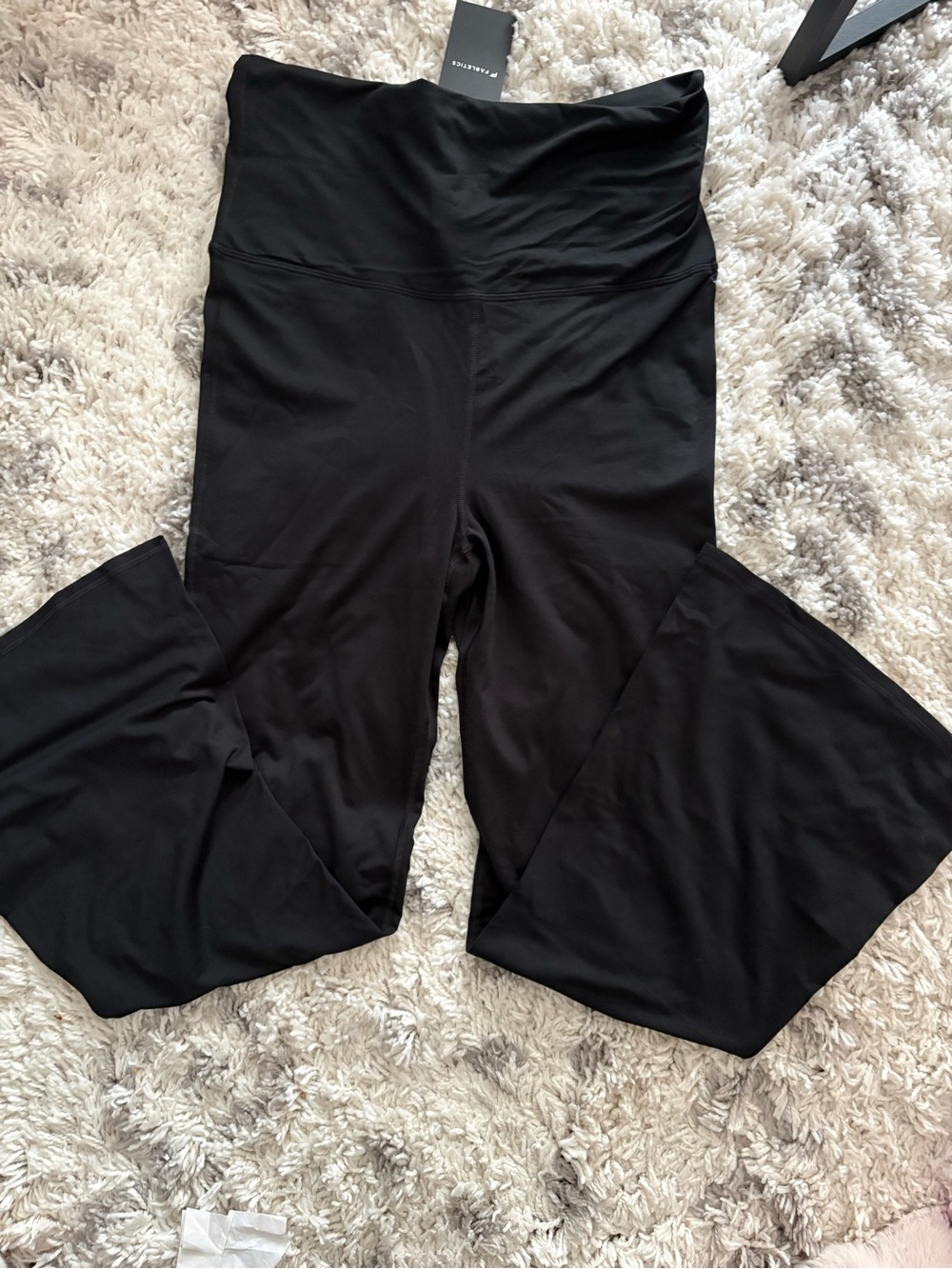 Fabletics Black Foldover Waist Flare Yoga Pants - Short
